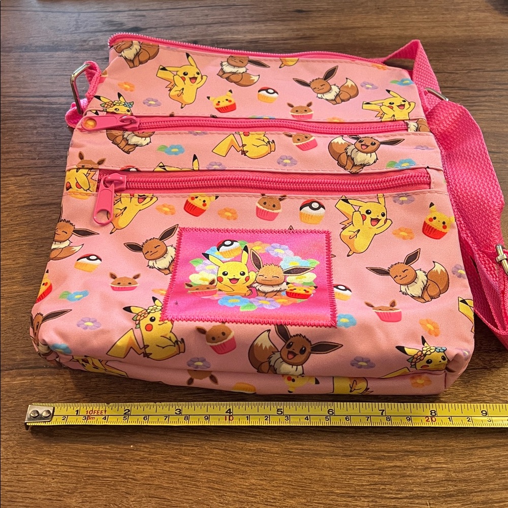 Pokemon Pink Crossbody Bag with Pikachu & Eevee Print - Picture 5 of 5
